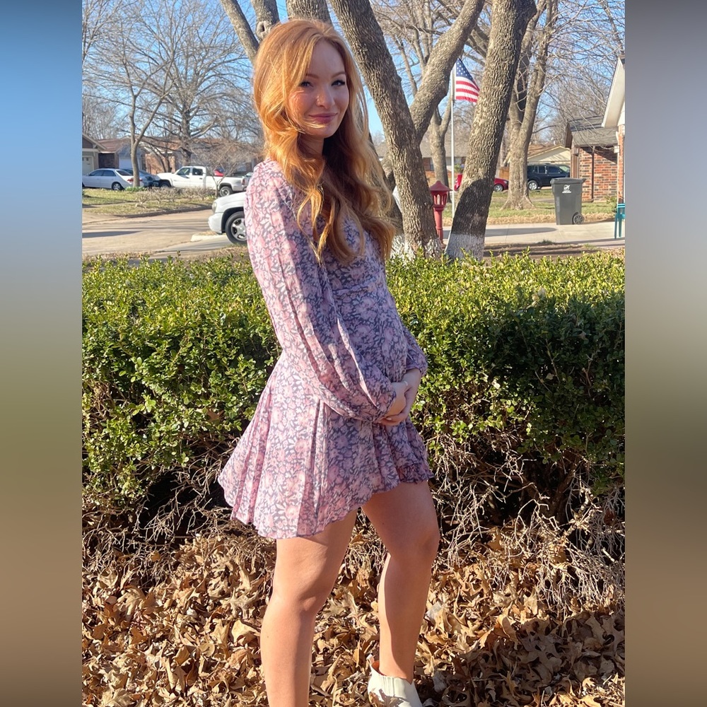 LoveShackFancy mini long sleeve floral dress